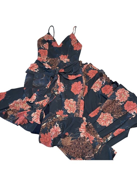 PatBO Dresses & Skirts - NWT PatBO Aegean Blue Peacock Print Ruffle Maxi Dress Women's 6